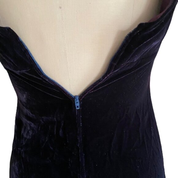 Vintage  60s 70s maxi velvet dress, aubergine big statement collar - Picture 12 of 13